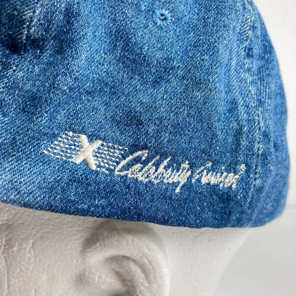 Vintage Super Bowl XXXII Halftime Show Cap Hat Blue Denim Adjustable Royal Carib